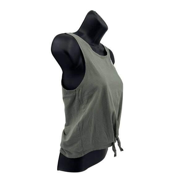 H&M Basic Tank Top Girls 16/18 Green Knotted Hem Cropped Palm Tree Embroidered - Picture 4 of 9